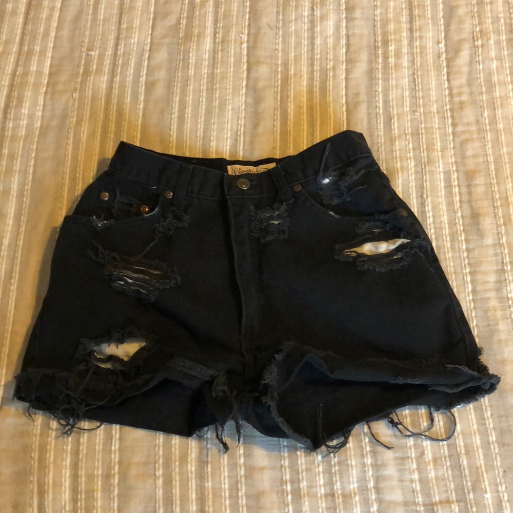 Black Distressed Shorts